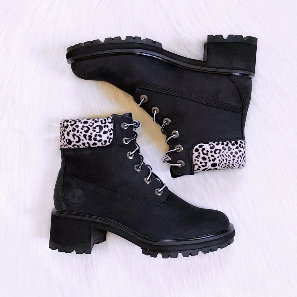 Timberland Kinsley 6 Inch Waterproof Boots In Black Snow Leopard - Picture 5 of 8